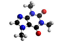 Molécula de cafeína (C8H10N4O2)